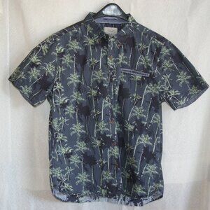 Level Ten Blue Button Shirt with Tropical Pattern